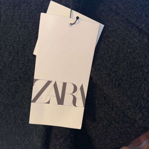 NWT ZARA Coat BOUCLE Wool Blend DOUBLE BREASTED Jacket Black L - Picture 7 of 9